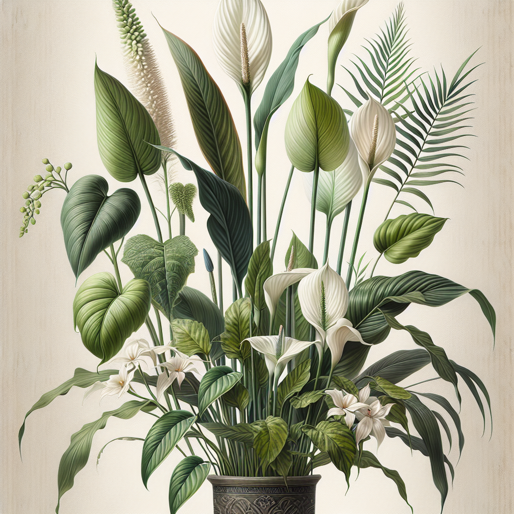 Based on the article, I can identify multiple plant species mentioned. These include: Spathiphyllum (Peace Lily) Sansevieria trifasciata (Snake Plant) Epipremnum aureum (Pothos) Dracaena braunii (Bamboo) Nephrolepis exaltata (Boston Fern)